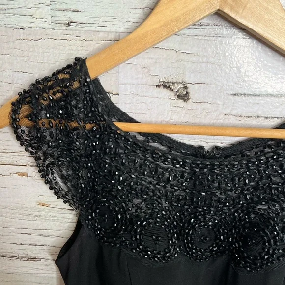 Xscape black midi dress size 2 with beads - Picture 6 of 9